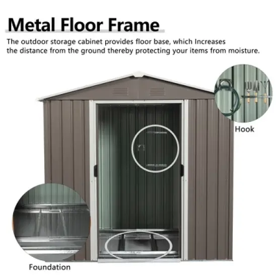 MOEPISY 6ft x 5ft Outdoor Metal Storage Shed gray image {6}