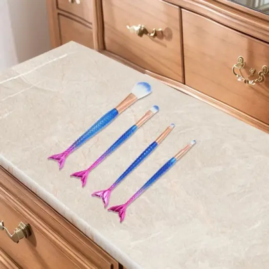 Unique Bargains Portable Mermaid Makeup Brush Set 4 Pcs image {4}