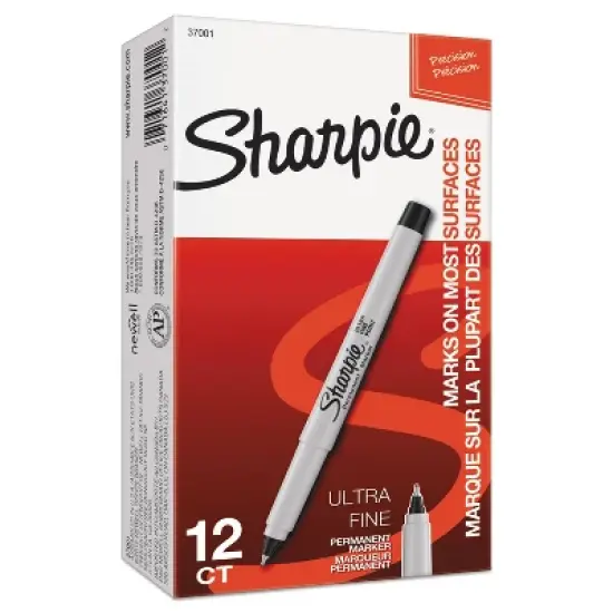Sharpie Permanent Markers Ultra Fine Point Black Dozen 37001 image {4}