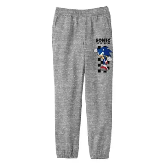 Sonic the Hedgehog Video Game Checkered Graphic Youth Boys Heather Grey Sweatpants image {1}