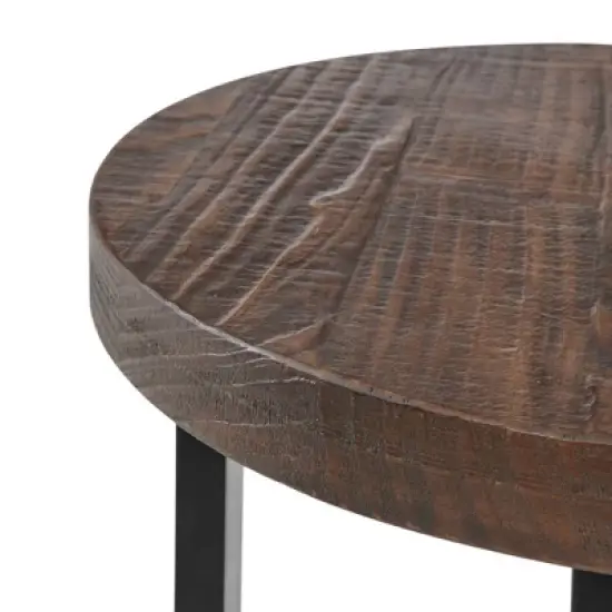 27" Pomona Diameter Round End Table Rustic Natural - Alaterre Furniture image {6}