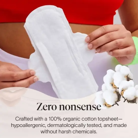 Cora Made-to-Move Regular Pads with Wings Organic Cotton Topsheet Ultra Thin - Regular Absorbency - 28ct image {6}