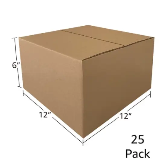 UOFFICE Bundle of 25 Flat Corrugated Boxes 12" x 12" x 6" Shipping Boxes. image {1}