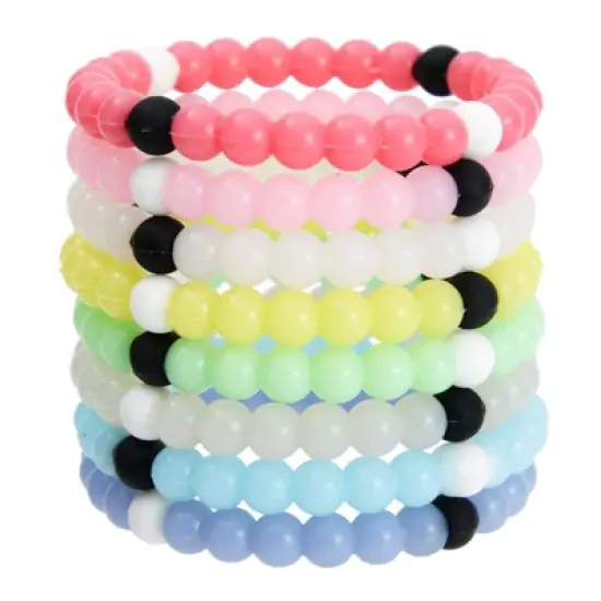 Zodaca 8 Pack Ruber Beaded Bracelets in 6 Colors for Party Favors, VSCO Color Changing Jewelry for Girls, Women, Men, Kids, Teens, 2.6 x 0.3 In image {7}