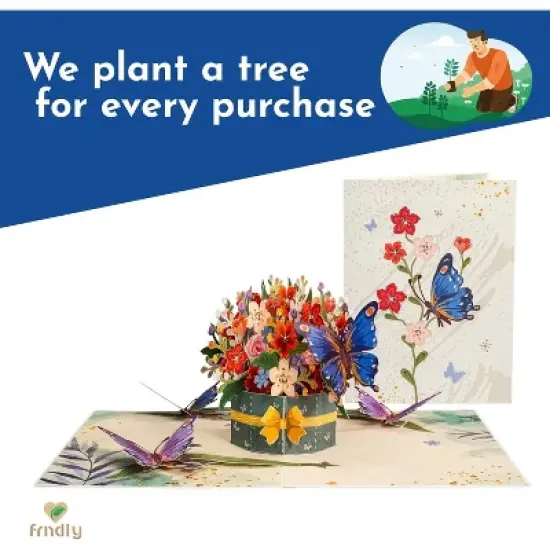 Frndly by Paper Love, Flower and Butterflies 3D Pop Up Card, For All Occasion - Handcrafted 100% Recycled and Eco-Friendly, 8" x 6" Cover image {7}