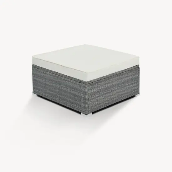 FIONECA 8-Piece Outdoor Patio Furniture Set, Modular Garden Conversation Wicker Sofa with Beige Cushions and Gray Rattan image {15}