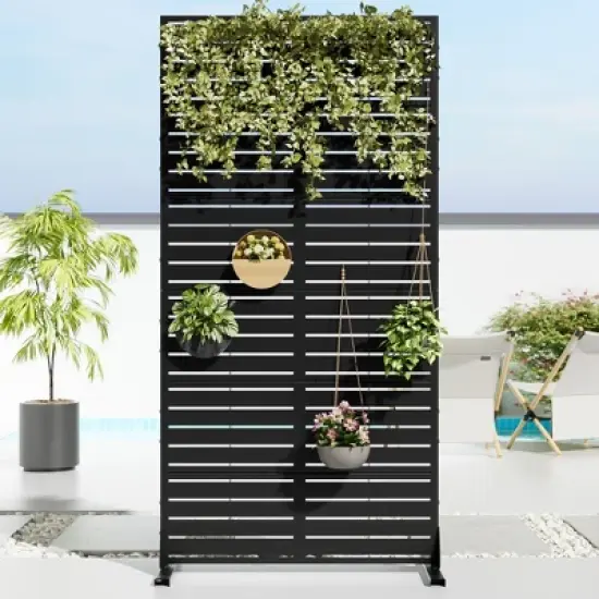 PexFix Metal Freestanding Privacy Screen Garden Fence For Deck Patio Balcony Outdoor Privacy Panel Louvered Design image {1}