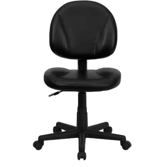 Emma and Oliver Mid-Back Black LeatherSoft Ergonomic Task Office Chair - Back Depth Adjustment image {8}
