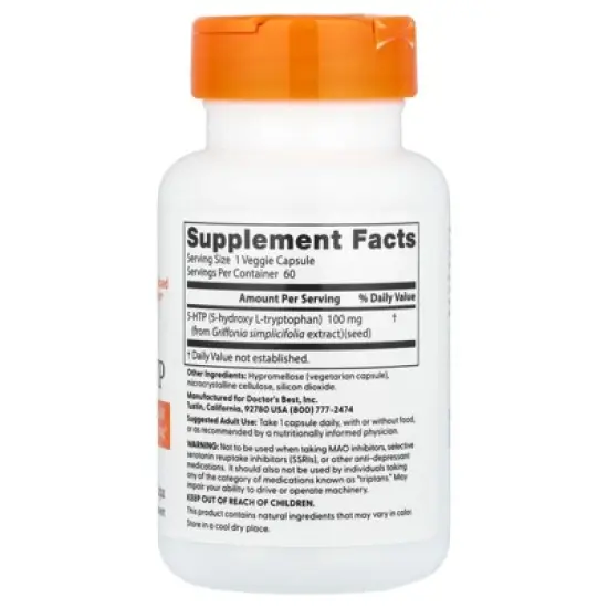 Doctor's Best, Best 5-HTP, 100 mg, 60 Veggie Caps image {1}