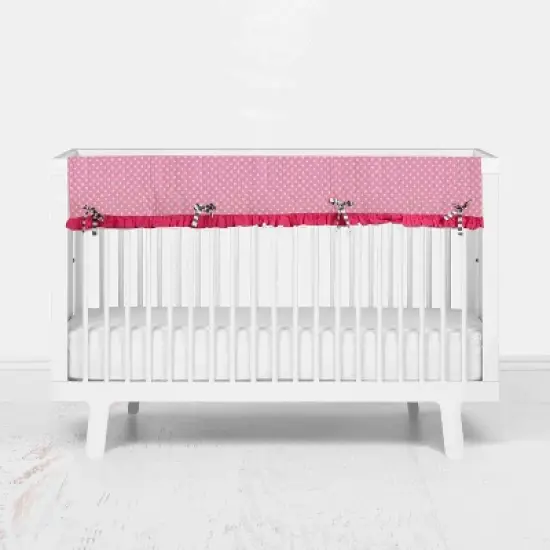 Bacati - Elephants Long Crib Rail Guard Cover Pink/Gray image {2}