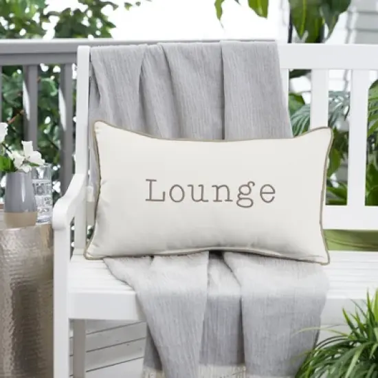 Indoor/Outdoor Lounge Embroidered Lumbar Throw Pillow - Sorra Home image {6}