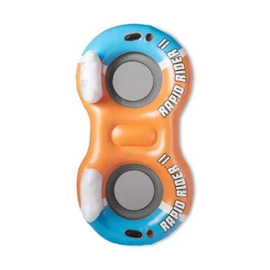 Bestway Hydro-Force Rapid Rider Inflatable Double Water River Tube Float for 2 People with Built-In Backrest, Handles, and Cupholders, Blue image {5}