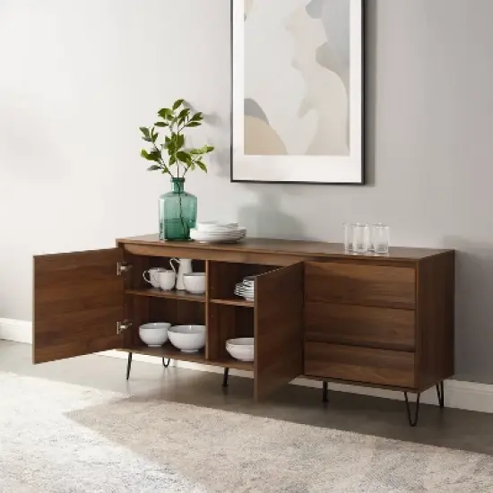 Teagan Record Storage Sideboard Brown Oak - Crosley image {4}