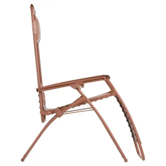 Lafuma R Clip Compact Foldable Portable Zero Gravity Relaxation Garden Patio Beach Chair Recliner with Removable Adjustable Headrest, Canyon Red image {1}