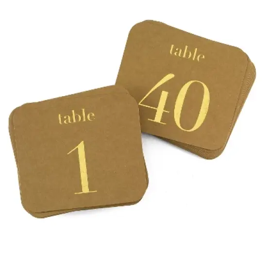 40ct "1-40" Kraft Table Number Cards image {1}