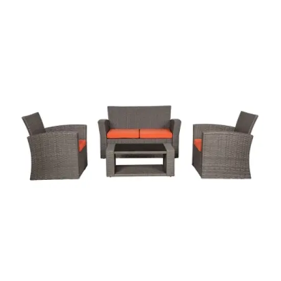 WestinTrends 4 Piece Outdoor Wicker Rattan Conversation Sofa set with Coffee table image {18}