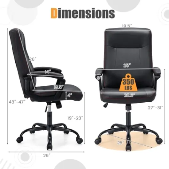 Costway Adjustable Home Office Computer Chair Swivel Rocking Executive Desk Chair with Arms image {2}