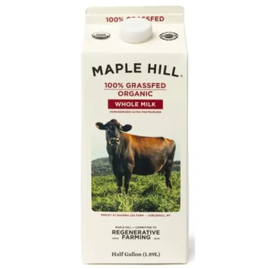 Maple Hill Creamery 100% Grassfed Organic Whole Milk - 0.5gal image {4}