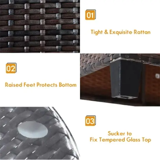 Tangkula 4PCS Outdoor Patio Conversation Set Wicker Rattan Sectional Sofa W/Cushions image {5}