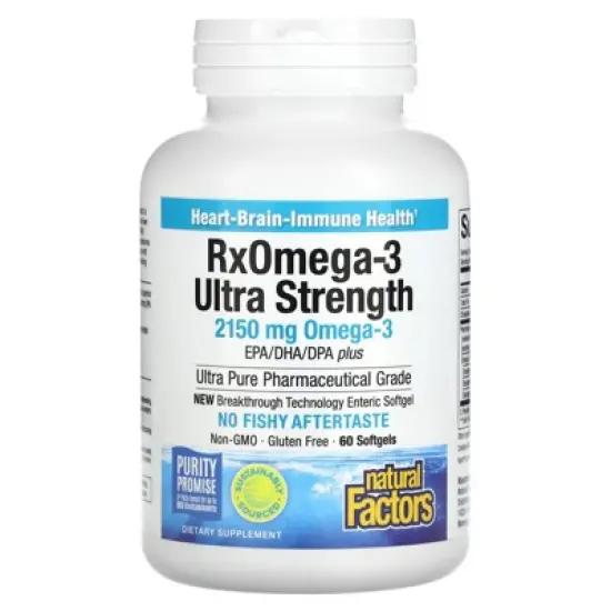 Natural Factors RxOmega-3 Ultra Strength, 60 Softgels (1,075 mg per Softgel) image {2}