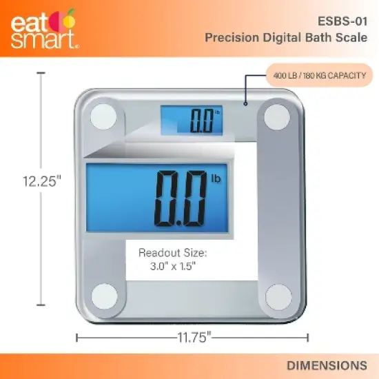 EatSmart Digital Precision Bath Scale Clear with Silver Accents image {1}