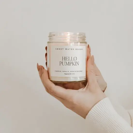 Sweet Water Decor Hello Pumpkin 9oz Clear Jar Soy Candle image {2}