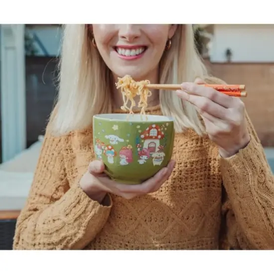 Silver Buffalo Sanrio Hello Kitty and Friends Mushroom Crew Ceramic Ramen Bowl Set | 20 Ounces image {8}