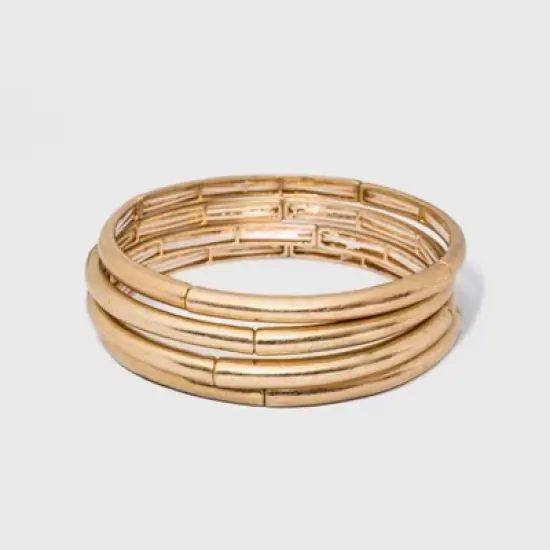 Smooth Bar Stretch Bangle Bracelet Set 4ct - Universal Thread&trade; Gold image {1}