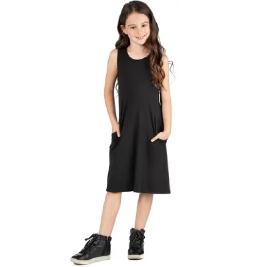 24seven Comfort Apparel Girls Sleeveless Pocket Swing Dress image {1}