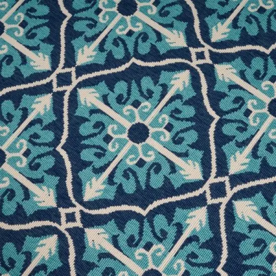 5'3" x 7' Morocco Trellis Outdoor Rug Ivory/Blue - Christopher Knight Home image {4}