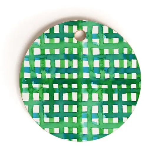 Angela Minca Watercolor green grid Cutting Board - Round image {3}