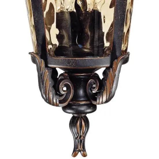 John Timberland Casa Marseille Vintage Rustic Outdoor Hanging Light Veranda Bronze Scroll 26 1/4" Champagne Water Glass for Post Exterior Barn Deck image {2}