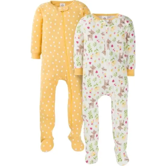 Gerber Baby & Toddler Girls Snug Fit Footed Cotton Pajamas, 2-Pack image {20}