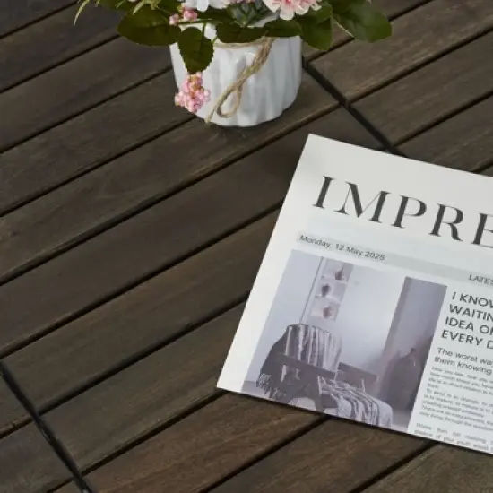 APRILSOUL 12" x 12" Interlocking Deck Tiles Striped Pattern Acacia Hardwood Outdoor Flooring for Patio image {11}