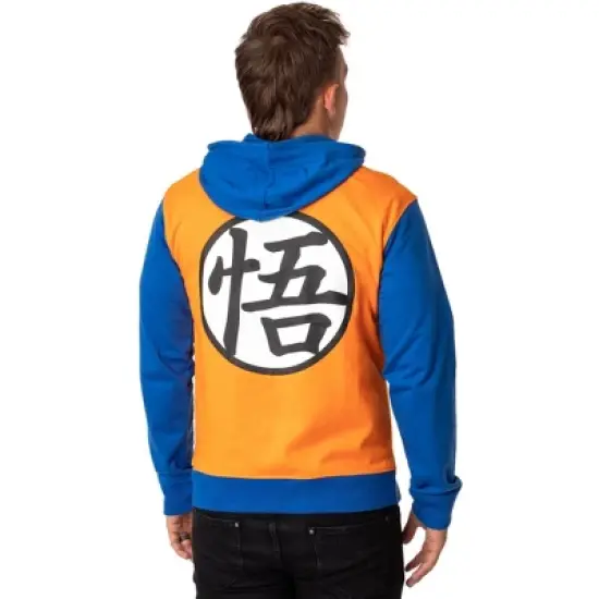 Dragon Ball Z Mens' Goku Kanji Emblem Costume Pullover Hoodie Sweatshirt image {1}
