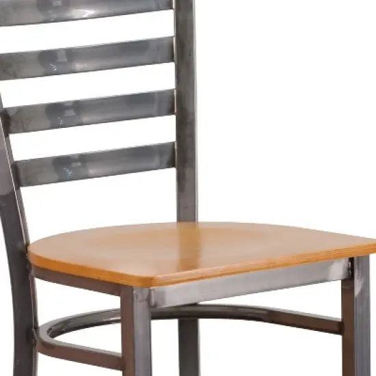 Flash Furniture Clear Coated Ladder Back Metal Restaurant Barstool image {4}