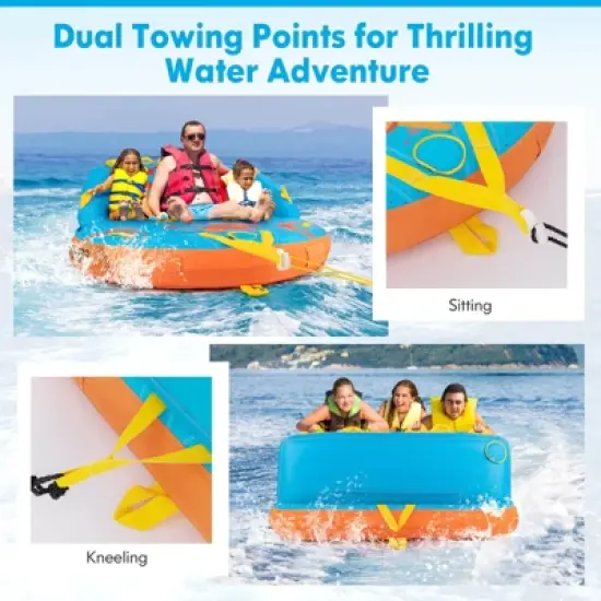 Costway Towable Tube for Boating 3 Riders with Front & Back Tow Points for Towing Rider image {9}