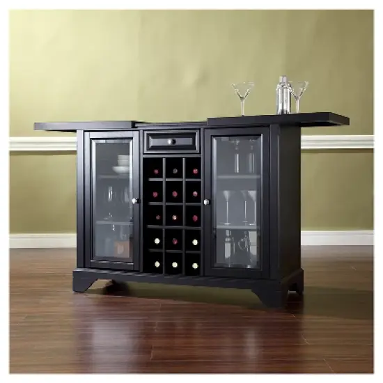 LaFayette Sliding Top Bar Cabinet - Black - Crosley image {5}