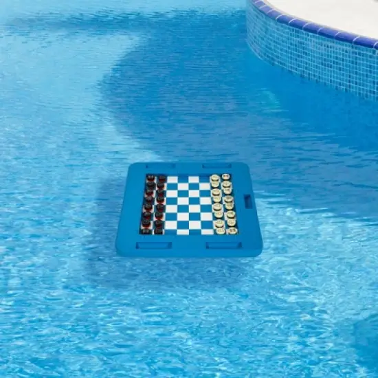 Swimline Floating Checkers and Backgammon Swimming Pool Board Game - Blue/White image {1}
