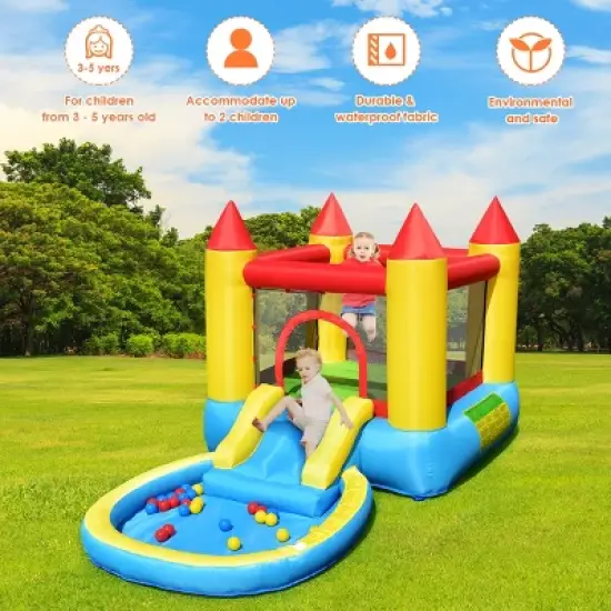 Costway Inflatable Bounce House Kids Slide Jumping Castle Bouncer w/Pool and 580W Blower image {6}