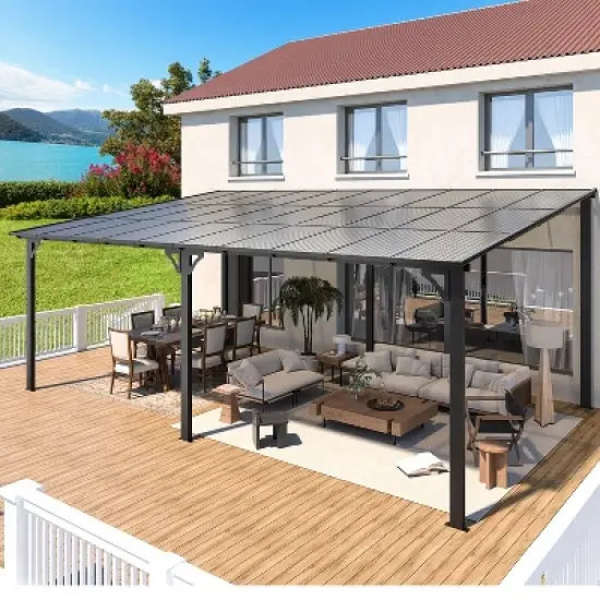 CLIHOME 20 ft. x 12 ft. Aluminum Sloped Roof Hardtop Gazebo Outdoor Pergola with UV Protection Polycarbonate Patio Cover image {4}