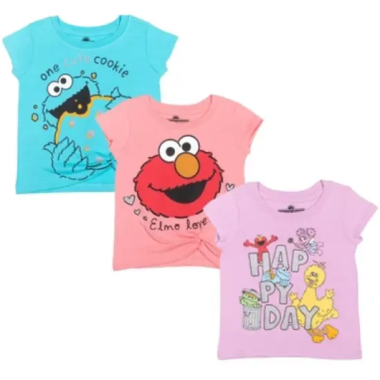 Sesame Street Elmo Cookie Monster Big Bird 3 Pack Graphic T-Shirts  image {10}