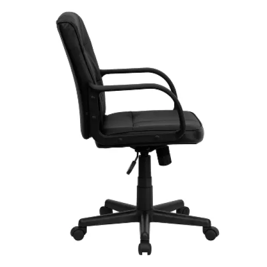 Mid-Back LeatherSoft Swivel Task Office Chair with Arms Black - Flash Furniture image {1}