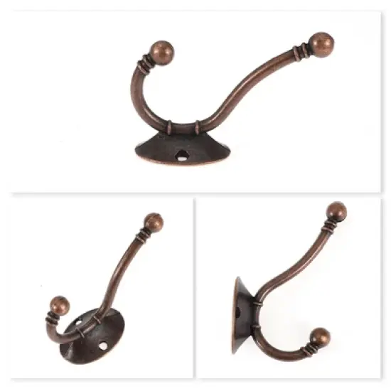 Unique Bargains Vintage Clothes Hooks Door Hooks 3.98"x1.34"x2.64" Bronze Tone 4 Pcs image {2}