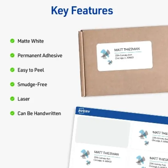 Avery Shipping Labels, 2" x 4", White, 1,000 Labels (5163) image {2}