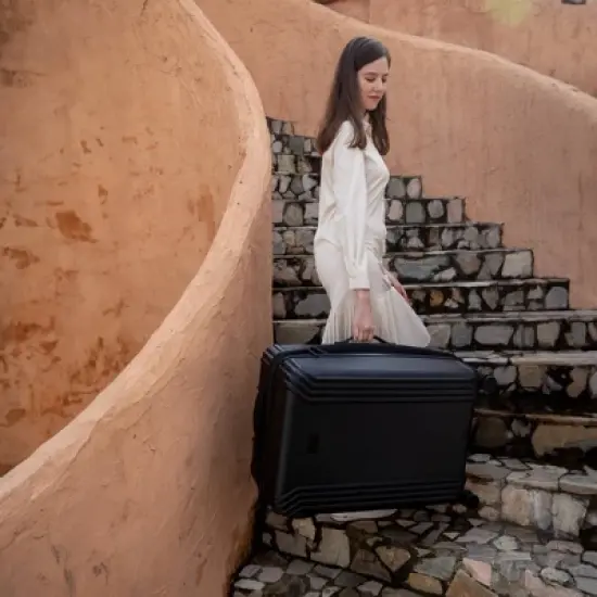 Badgley Mischka Evalyn 3pc Hardside Checked Expandable Spinner Luggage Set  image {8}