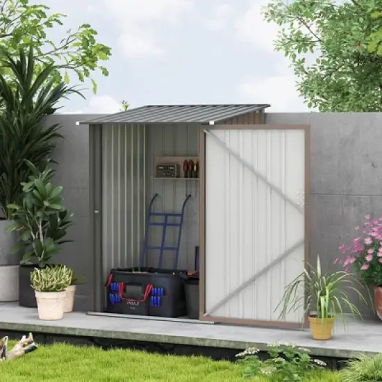 Outsunny Metal Garden Storage Shed Tool House with Sliding Door Spacious Layout & Durable Construction for Backyard, Patio, Lawn image {1}