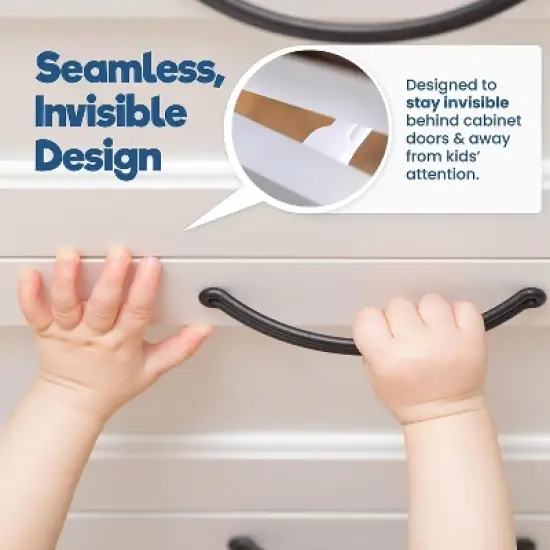 Upgraded Invisible Baby Proofing Cabinet Latch Locks (10 Pack) -No Drilling or Tools Required image {5}