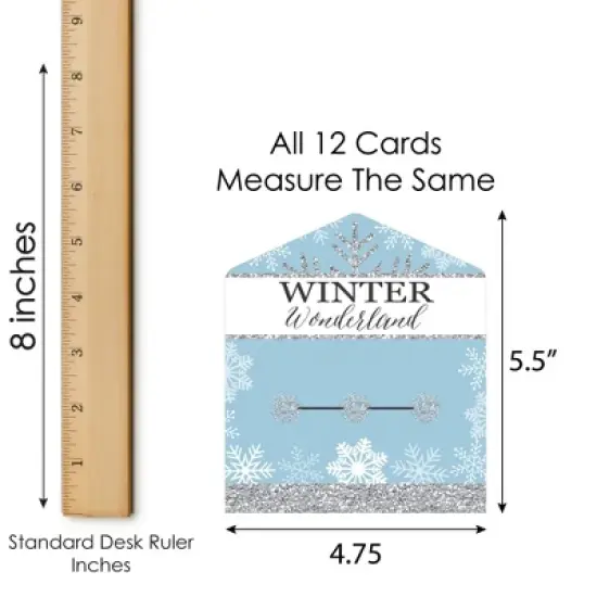 Big Dot of Happiness Winter Wonderland - Snowflake Holiday Party and Winter Wedding Game Pickle Cards - Pull Tabs 3-in-a-Row - Set of 12 image {4}