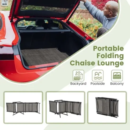 Costway Patio Folding Chaise Lounge Chairs with 6-Level Backrest Reclining Chairs image {5}